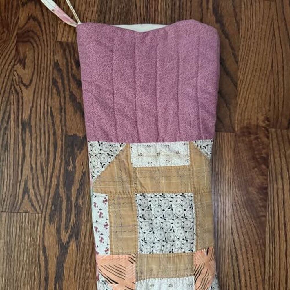 Vintage Quilt Christmas Stocking Set Extra Long 25” Floral Cottagecore Victorian - Picture 6 of 13